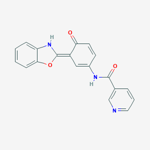 N-[(3E)-3-(3H-1,3-benzoxazol-2-ylidene)-4-oxocyclohexa-1,5-dien-1-yl]pyridine-3-carboxamide