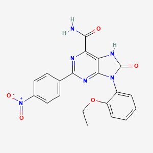 molecular formula C20H16N6O5 B2785775 9-(2-ethoxyphenyl)-2-(4-nitrophenyl)-8-oxo-8,9-dihydro-7H-purine-6-carboxamide CAS No. 941885-34-3