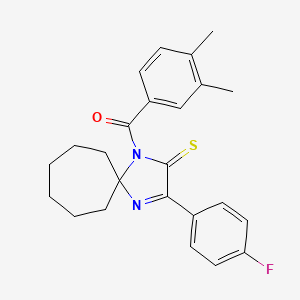 molecular formula C24H25FN2OS B2785776 1-(3,4-Dimethylbenzoyl)-3-(4-fluorophenyl)-1,4-diazaspiro[4.6]undec-3-ene-2-thione CAS No. 1223801-78-2