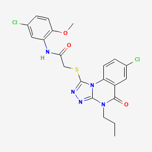 molecular formula C21H19Cl2N5O3S B2785777 N-(5-chloro-2-methoxyphenyl)-2-[(7-chloro-5-oxo-4-propyl-4,5-dihydro[1,2,4]triazolo[4,3-a]quinazolin-1-yl)thio]acetamide CAS No. 1111003-37-2