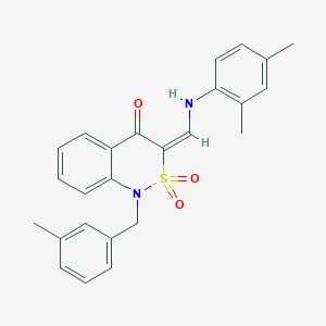 molecular formula C25H24N2O3S B2785778 (3E)-3-{[(2,4-dimethylphenyl)amino]methylene}-1-(3-methylbenzyl)-1H-2,1-benzothiazin-4(3H)-one 2,2-dioxide CAS No. 892304-61-9