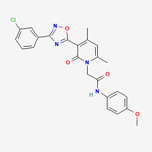 molecular formula C24H21ClN4O4 B2785780 2-(3-(3-(3-chlorophenyl)-1,2,4-oxadiazol-5-yl)-4,6-dimethyl-2-oxopyridin-1(2H)-yl)-N-(4-methoxyphenyl)acetamide CAS No. 946301-83-3