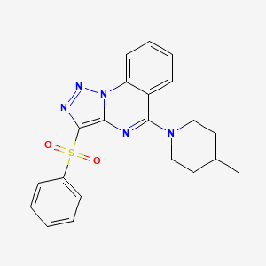 molecular formula C21H21N5O2S B2785783 3-(Benzenesulfonyl)-5-(4-methylpiperidin-1-yl)triazolo[1,5-a]quinazoline CAS No. 866589-13-1