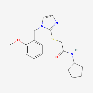 molecular formula C18H23N3O2S B2785790 N-cyclopentyl-2-((1-(2-methoxybenzyl)-1H-imidazol-2-yl)thio)acetamide CAS No. 951452-00-9