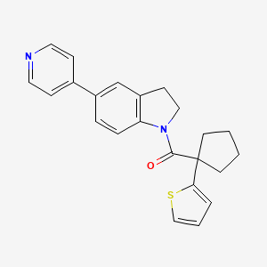 molecular formula C23H22N2OS B2785811 (5-(Pyridin-4-yl)indolin-1-yl)(1-(thiophen-2-yl)cyclopentyl)methanone CAS No. 2034523-19-6
