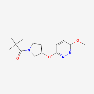 molecular formula C14H21N3O3 B2785825 1-(3-((6-Methoxypyridazin-3-yl)oxy)pyrrolidin-1-yl)-2,2-dimethylpropan-1-one CAS No. 2034502-42-4