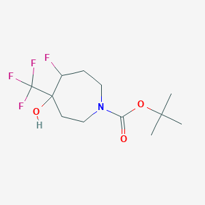 molecular formula C12H19F4NO3 B2785826 tert-Butyl 5-fluoro-4-hydroxy-4-(trifluoromethyl)azepane-1-carboxylate CAS No. 1824024-07-8