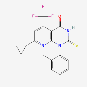 molecular formula C18H14F3N3OS B2785829 7-Cyclopropyl-2-mercapto-1-(o-tolyl)-5-(trifluoromethyl)pyrido[2,3-d]pyrimidin-4(1H)-one CAS No. 938022-09-4