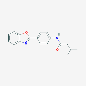 molecular formula C18H18N2O2 B278583 N-[4-(1,3-benzoxazol-2-yl)phenyl]-3-methylbutanamide 