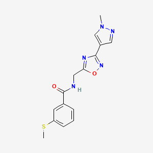 molecular formula C15H15N5O2S B2785832 N-((3-(1-methyl-1H-pyrazol-4-yl)-1,2,4-oxadiazol-5-yl)methyl)-3-(methylthio)benzamide CAS No. 2034534-15-9