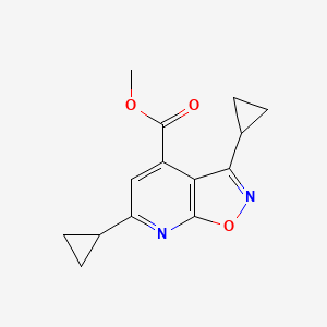 molecular formula C14H14N2O3 B2785836 Methyl 3,6-dicyclopropylisoxazolo[5,4-b]pyridine-4-carboxylate CAS No. 937600-15-2