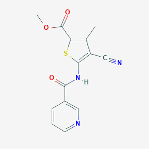 molecular formula C14H11N3O3S B278584 Methyl 4-cyano-3-methyl-5-[(3-pyridinylcarbonyl)amino]-2-thiophenecarboxylate 