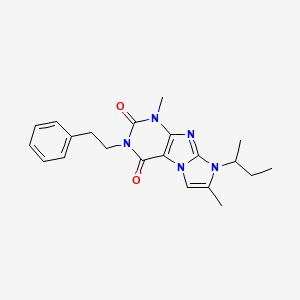 molecular formula C21H25N5O2 B2785845 8-(sec-butyl)-1,7-dimethyl-3-phenethyl-1H-imidazo[2,1-f]purine-2,4(3H,8H)-dione CAS No. 919009-45-3
