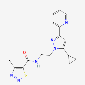 molecular formula C17H18N6OS B2785847 N-(2-(5-cyclopropyl-3-(pyridin-2-yl)-1H-pyrazol-1-yl)ethyl)-4-methyl-1,2,3-thiadiazole-5-carboxamide CAS No. 1797717-05-5