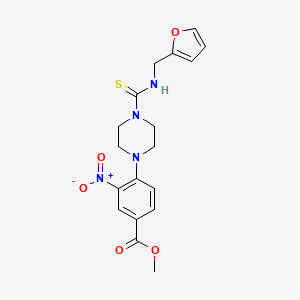 molecular formula C18H20N4O5S B2785851 Methyl 4-(4-{[(2-furylmethyl)amino]carbothioyl}piperazino)-3-nitrobenzenecarboxylate CAS No. 882747-90-2