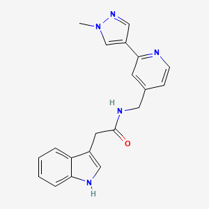 molecular formula C20H19N5O B2785860 2-(1H-indol-3-yl)-N-((2-(1-methyl-1H-pyrazol-4-yl)pyridin-4-yl)methyl)acetamide CAS No. 2034345-12-3