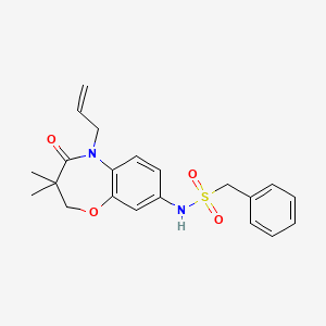 molecular formula C21H24N2O4S B2785862 N-(5-allyl-3,3-dimethyl-4-oxo-2,3,4,5-tetrahydrobenzo[b][1,4]oxazepin-8-yl)-1-phenylmethanesulfonamide CAS No. 922049-44-3