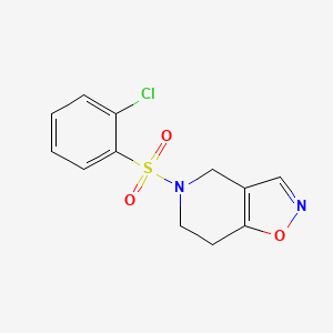 molecular formula C12H11ClN2O3S B2785889 5-((2-Chlorophenyl)sulfonyl)-4,5,6,7-tetrahydroisoxazolo[4,5-c]pyridine CAS No. 2034487-89-1