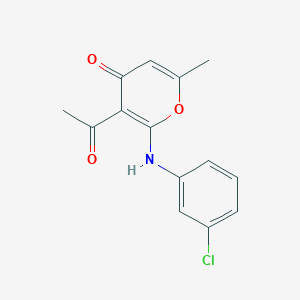 molecular formula C14H12ClNO3 B2785892 3-acetyl-2-((3-chlorophenyl)amino)-6-methyl-4H-pyran-4-one CAS No. 540774-90-1