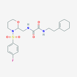 molecular formula C21H28FN3O5S B2785893 N-[2-(cyclohexen-1-yl)ethyl]-N'-[[3-(4-fluorophenyl)sulfonyl-1,3-oxazinan-2-yl]methyl]oxamide CAS No. 872881-08-8