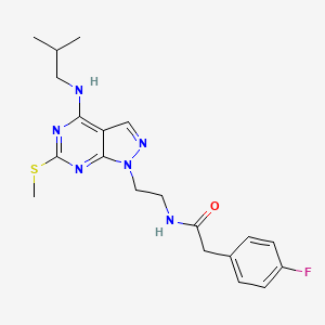 molecular formula C20H25FN6OS B2785899 2-(4-fluorophenyl)-N-(2-(4-(isobutylamino)-6-(methylthio)-1H-pyrazolo[3,4-d]pyrimidin-1-yl)ethyl)acetamide CAS No. 941985-47-3