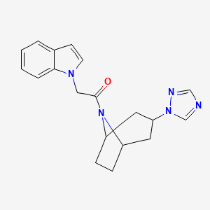 molecular formula C19H21N5O B2785907 1-((1R,5S)-3-(1H-1,2,4-triazol-1-yl)-8-azabicyclo[3.2.1]octan-8-yl)-2-(1H-indol-1-yl)ethan-1-one CAS No. 2320667-54-5