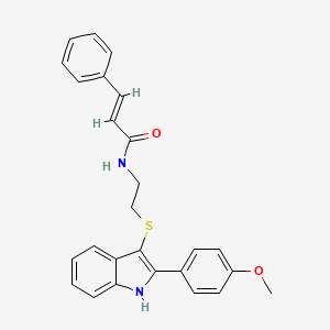 N-(2-((2-(4-methoxyphenyl)-1H-indol-3-yl)thio)ethyl)cinnamamide