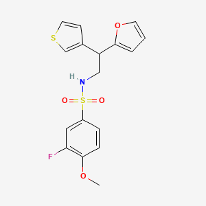 molecular formula C17H16FNO4S2 B2785911 3-fluoro-N-[2-(furan-2-yl)-2-(thiophen-3-yl)ethyl]-4-methoxybenzene-1-sulfonamide CAS No. 2097912-85-9