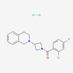 molecular formula C19H19Cl2FN2O B2785922 (2-chloro-4-fluorophenyl)(3-(3,4-dihydroisoquinolin-2(1H)-yl)azetidin-1-yl)methanone hydrochloride CAS No. 2034307-24-7