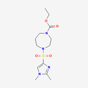 molecular formula C13H22N4O4S B2785927 ethyl 4-((1,2-dimethyl-1H-imidazol-4-yl)sulfonyl)-1,4-diazepane-1-carboxylate CAS No. 1903690-53-8