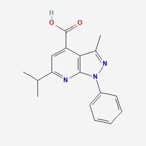 molecular formula C17H17N3O2 B2785936 6-Isopropyl-3-methyl-1-phenyl-1H-pyrazolo[3,4-b]pyridine-4-carboxylic acid CAS No. 937671-10-8