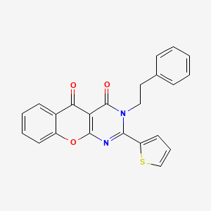 molecular formula C23H16N2O3S B2785944 3-phenethyl-2-(thiophen-2-yl)-3H-chromeno[2,3-d]pyrimidine-4,5-dione CAS No. 883952-43-0