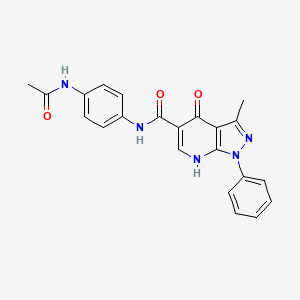 molecular formula C22H19N5O3 B2785950 N-(4-acetamidophenyl)-3-methyl-4-oxo-1-phenyl-4,7-dihydro-1H-pyrazolo[3,4-b]pyridine-5-carboxamide CAS No. 941890-96-6