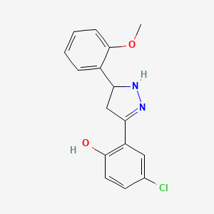 molecular formula C16H15ClN2O2 B2785973 4-chloro-2-(5-(2-methoxyphenyl)-4,5-dihydro-1H-pyrazol-3-yl)phenol CAS No. 610277-66-2