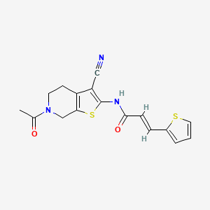 (E)-N-(6-acetyl-3-cyano-4,5,6,7-tetrahydrothieno[2,3-c]pyridin-2-yl)-3-(thiophen-2-yl)acrylamide