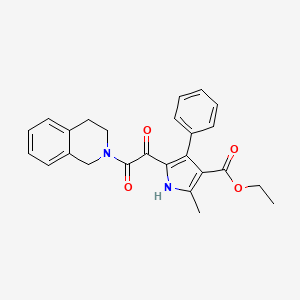 molecular formula C25H24N2O4 B2785979 ethyl 5-(2-(3,4-dihydroisoquinolin-2(1H)-yl)-2-oxoacetyl)-2-methyl-4-phenyl-1H-pyrrole-3-carboxylate CAS No. 1001763-51-4