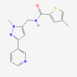 molecular formula C16H16N4OS B2785986 4-methyl-N-((1-methyl-3-(pyridin-3-yl)-1H-pyrazol-5-yl)methyl)thiophene-2-carboxamide CAS No. 2034551-26-1