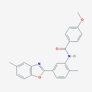 4-methoxy-N-[2-methyl-5-(5-methyl-1,3-benzoxazol-2-yl)phenyl]benzamide