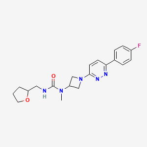 molecular formula C20H24FN5O2 B2786008 1-[1-[6-(4-Fluorophenyl)pyridazin-3-yl]azetidin-3-yl]-1-methyl-3-(oxolan-2-ylmethyl)urea CAS No. 2415462-39-2