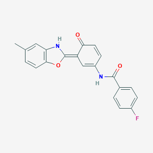 molecular formula C21H15FN2O3 B278601 4-fluoro-N-[(3E)-3-(5-methyl-3H-1,3-benzoxazol-2-ylidene)-4-oxocyclohexa-1,5-dien-1-yl]benzamide 
