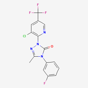 molecular formula C15H9ClF4N4O B2786033 2-[3-chloro-5-(trifluoromethyl)-2-pyridinyl]-4-(3-fluorophenyl)-5-methyl-2,4-dihydro-3H-1,2,4-triazol-3-one CAS No. 860786-22-7