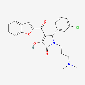 molecular formula C24H23ClN2O4 B2786035 4-(1-benzofuran-2-ylcarbonyl)-5-(3-chlorophenyl)-1-[3-(dimethylamino)propyl]-3-hydroxy-1,5-dihydro-2H-pyrrol-2-one CAS No. 618364-05-9