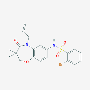 molecular formula C20H21BrN2O4S B2786037 N-(5-allyl-3,3-dimethyl-4-oxo-2,3,4,5-tetrahydrobenzo[b][1,4]oxazepin-7-yl)-2-bromobenzenesulfonamide CAS No. 922104-14-1