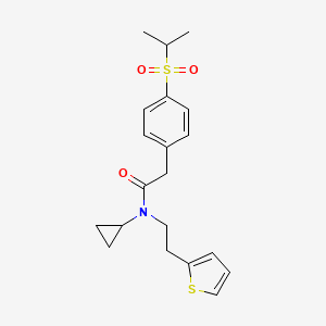 molecular formula C20H25NO3S2 B2786039 N-cyclopropyl-2-(4-(isopropylsulfonyl)phenyl)-N-(2-(thiophen-2-yl)ethyl)acetamide CAS No. 1396883-48-9