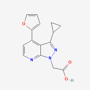 molecular formula C15H13N3O3 B2786040 2-(3-Cyclopropyl-4-(furan-2-yl)-1H-pyrazolo[3,4-b]pyridin-1-yl)acetic acid CAS No. 937606-46-7