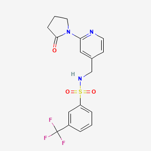 molecular formula C17H16F3N3O3S B2786048 N-((2-(2-oxopyrrolidin-1-yl)pyridin-4-yl)methyl)-3-(trifluoromethyl)benzenesulfonamide CAS No. 2034524-89-3