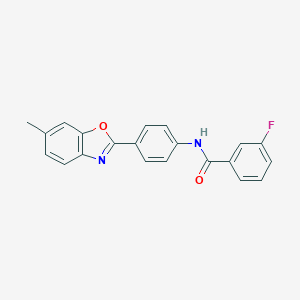 3-fluoro-N-[4-(6-methyl-1,3-benzoxazol-2-yl)phenyl]benzamide