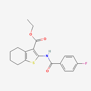 molecular formula C18H18FNO3S B2786060 Ethyl 2-(4-fluorobenzamido)-4,5,6,7-tetrahydro-1-benzothiophene-3-carboxylate CAS No. 298207-66-6