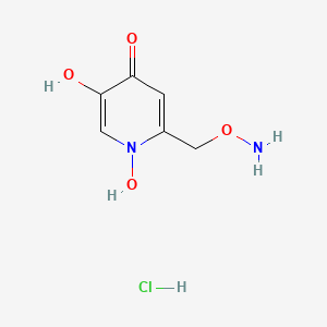molecular formula C6H9ClN2O4 B2786067 2-((aminooxy)methyl)-1,5-dihydroxypyridin-4(1H)-one hydrochloride CAS No. 135897-27-7