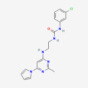 1-(3-chlorophenyl)-3-(2-((2-methyl-6-(1H-pyrrol-1-yl)pyrimidin-4-yl)amino)ethyl)urea
